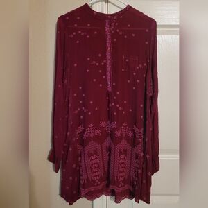 Johnny Was Deep Red Embroidered Tunic